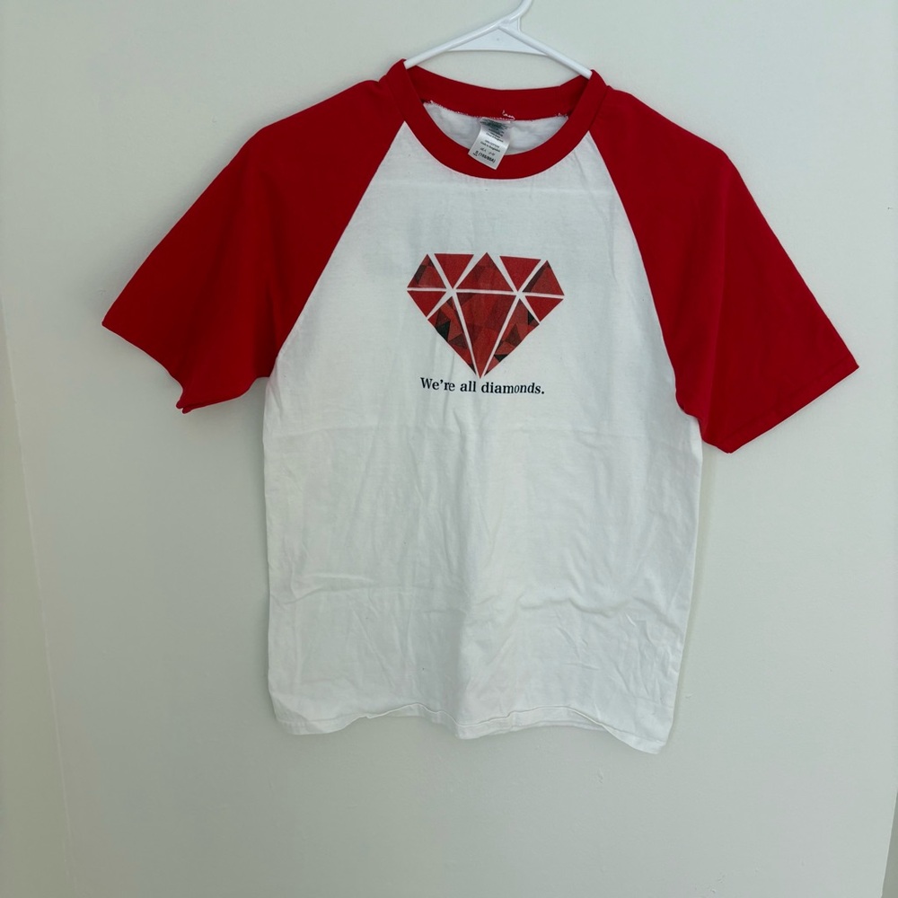 Red and White baseball tee Size S adult
